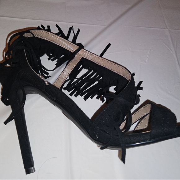 Black Fringe Heels Lemon Drop by Privileged - Picture 7 of 9
